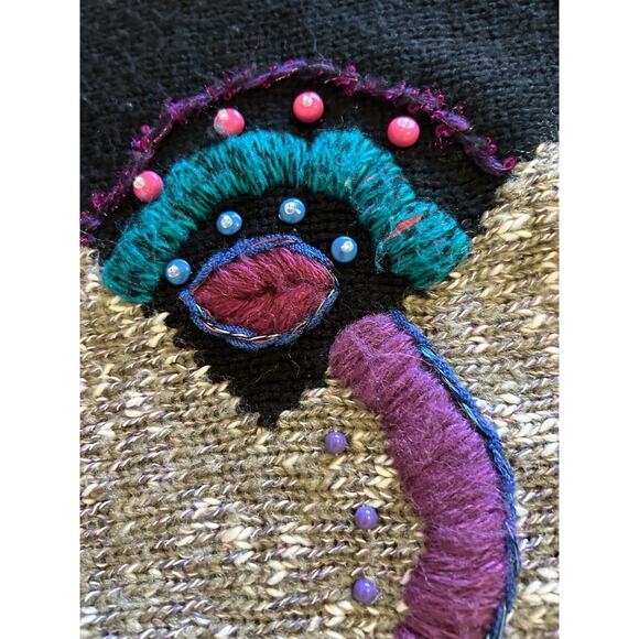 Vtg Jaclyn Smith Sweater Cardigan Sz Medium Black Sequin Floral Knit 80s Retro - Picture 8 of 12